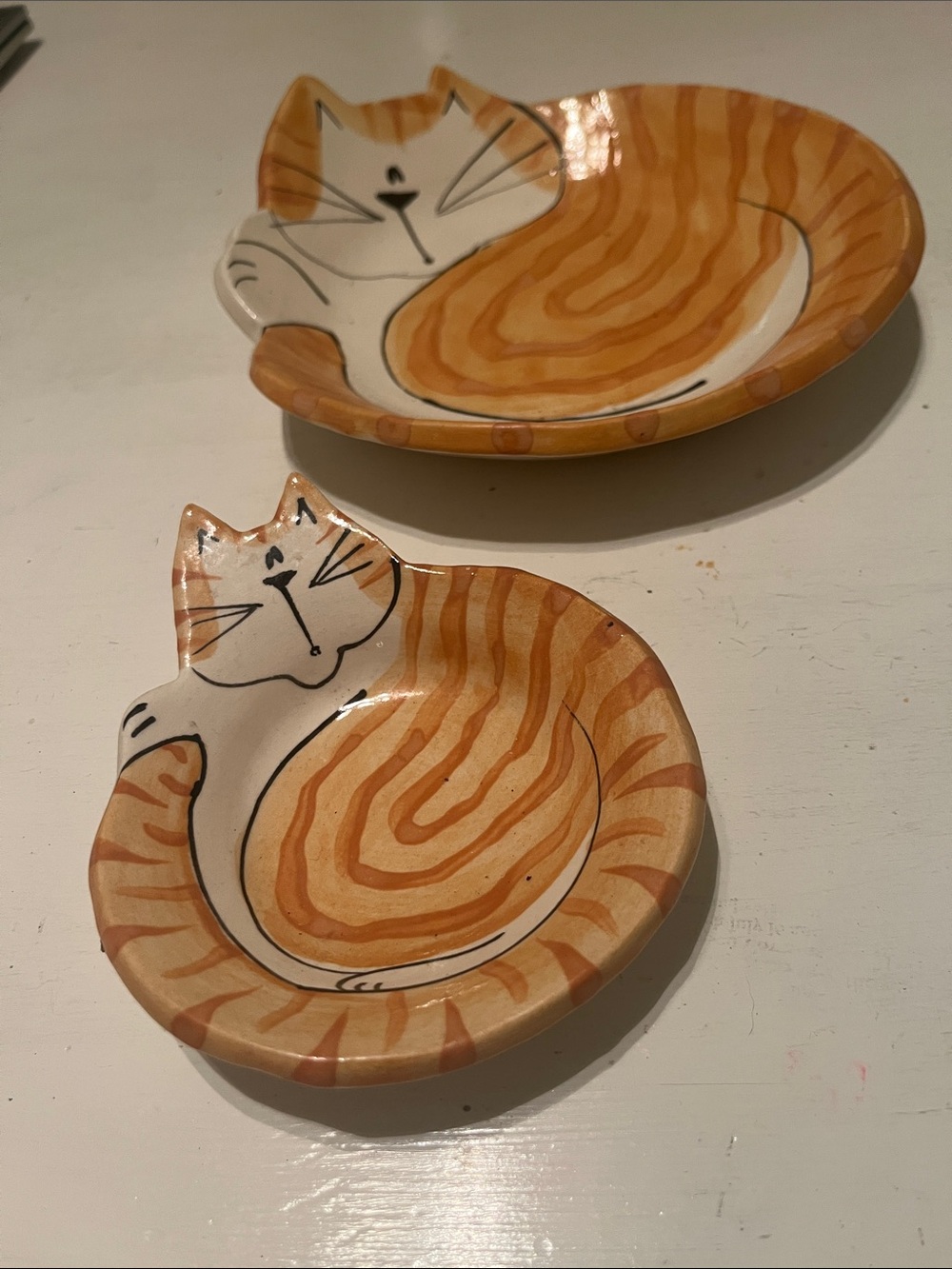 Orange Striped Cat Dish - Decorative Bowl